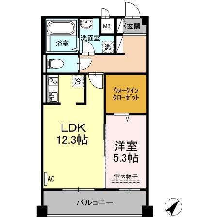 アイコート中東(1LDK/4階)の間取り写真