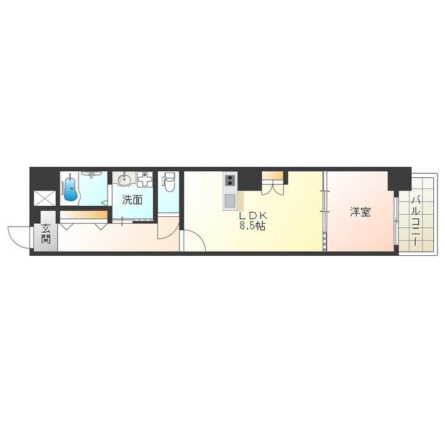 アドバンス大阪ベイカルム(1LDK/3階)の間取り写真