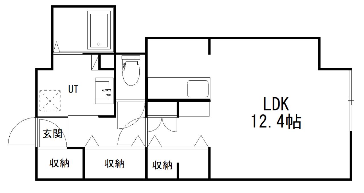 末広十二丁目ビル(1K/3階)の間取り写真