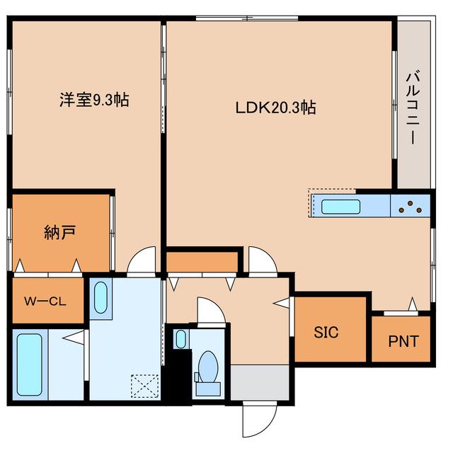 インペリアルS(1LDK/4階)の間取り写真