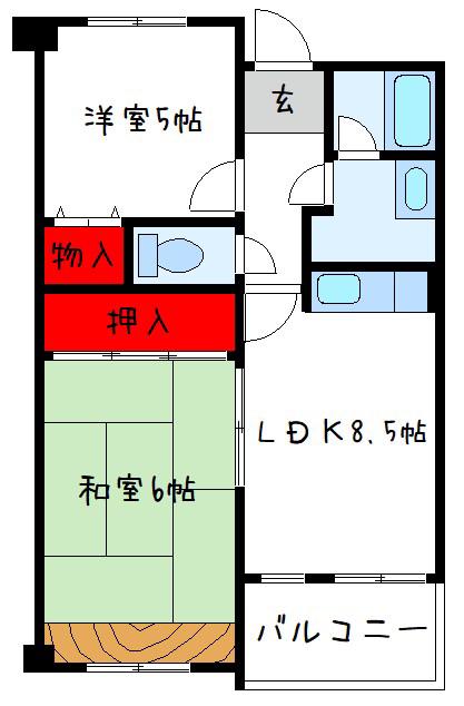 エルベ深井(2LDK/4階)の間取り写真