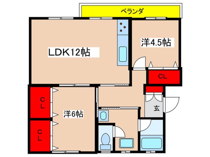 寺尾台 13号棟(2LDK/5階)の間取り写真