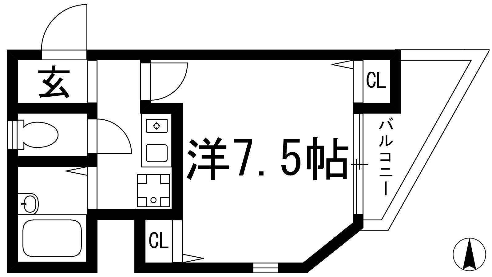 コスモタワー(1K/7階)の間取り写真