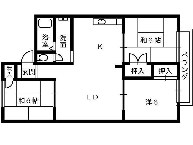 エクセルサコサII(3LDK/2階)の間取り写真
