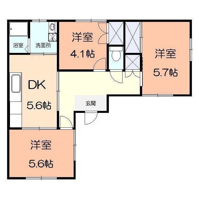 コーポ柳(3DK/2階)の間取り写真