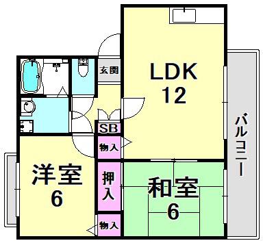 アネシス愛宕山II(2LDK/1階)の間取り写真