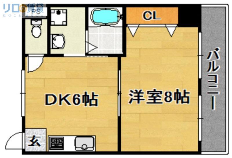 福山マンション(1DK/3階)の間取り写真