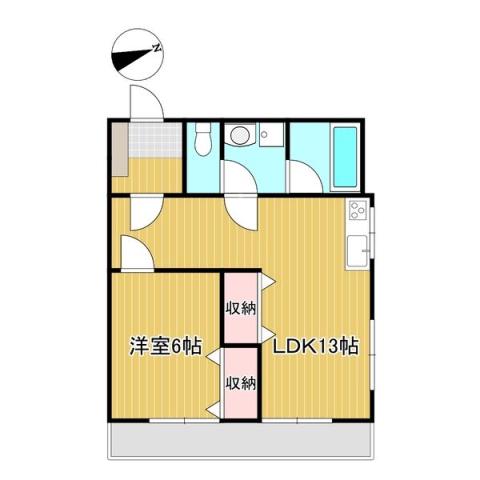シルクハイツ(1LDK/3階)の間取り写真