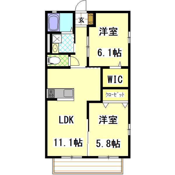 ラ・メールB(2LDK/2階)の間取り写真