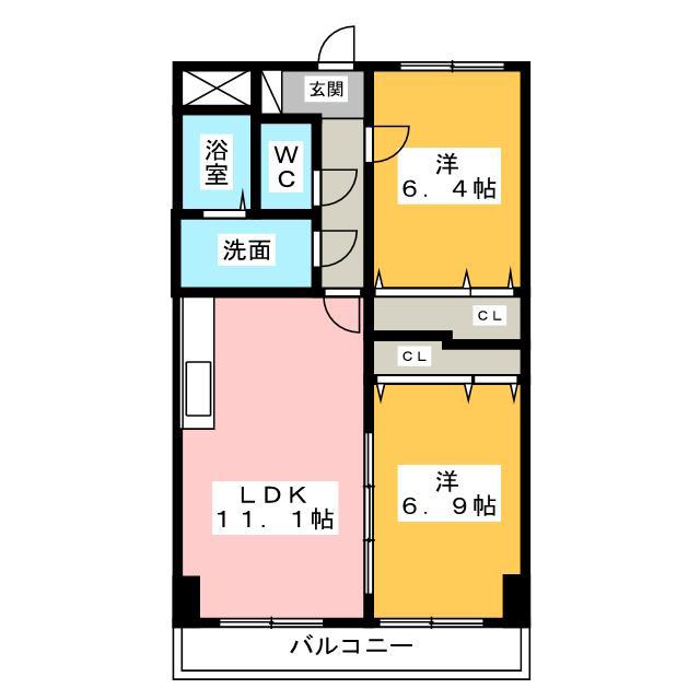 MS BLD(2LDK/7階)の間取り写真