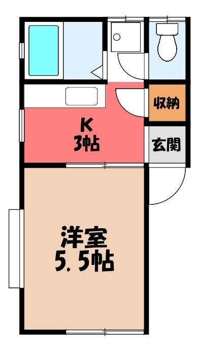 リブレス熊谷伊勢(1K/2階)の間取り写真