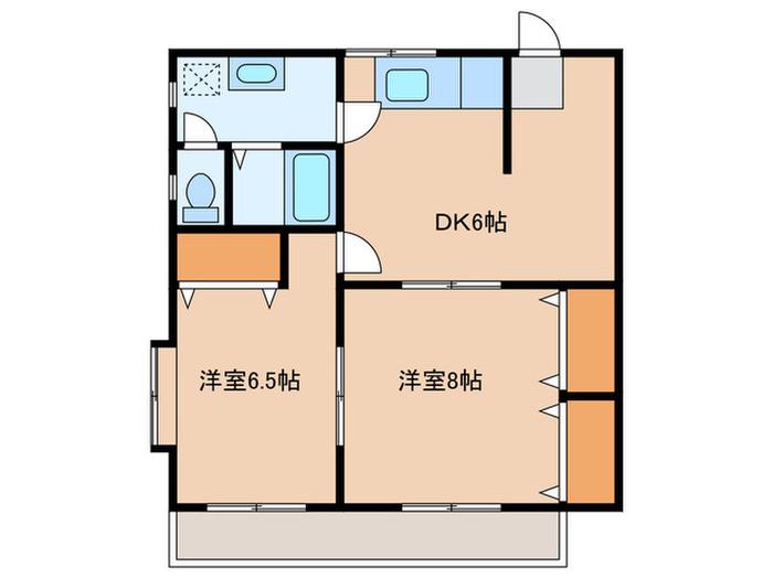 福永アパート(2DK/3階)の間取り写真