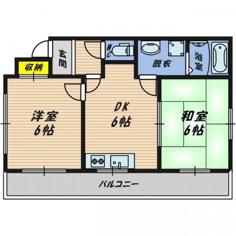 KHS BLD横堤(2DK/3階)の間取り写真