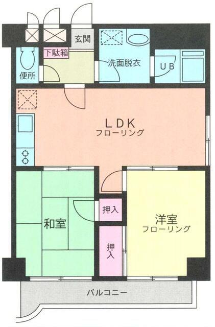 シャトー夕月(2LDK/7階)の間取り写真