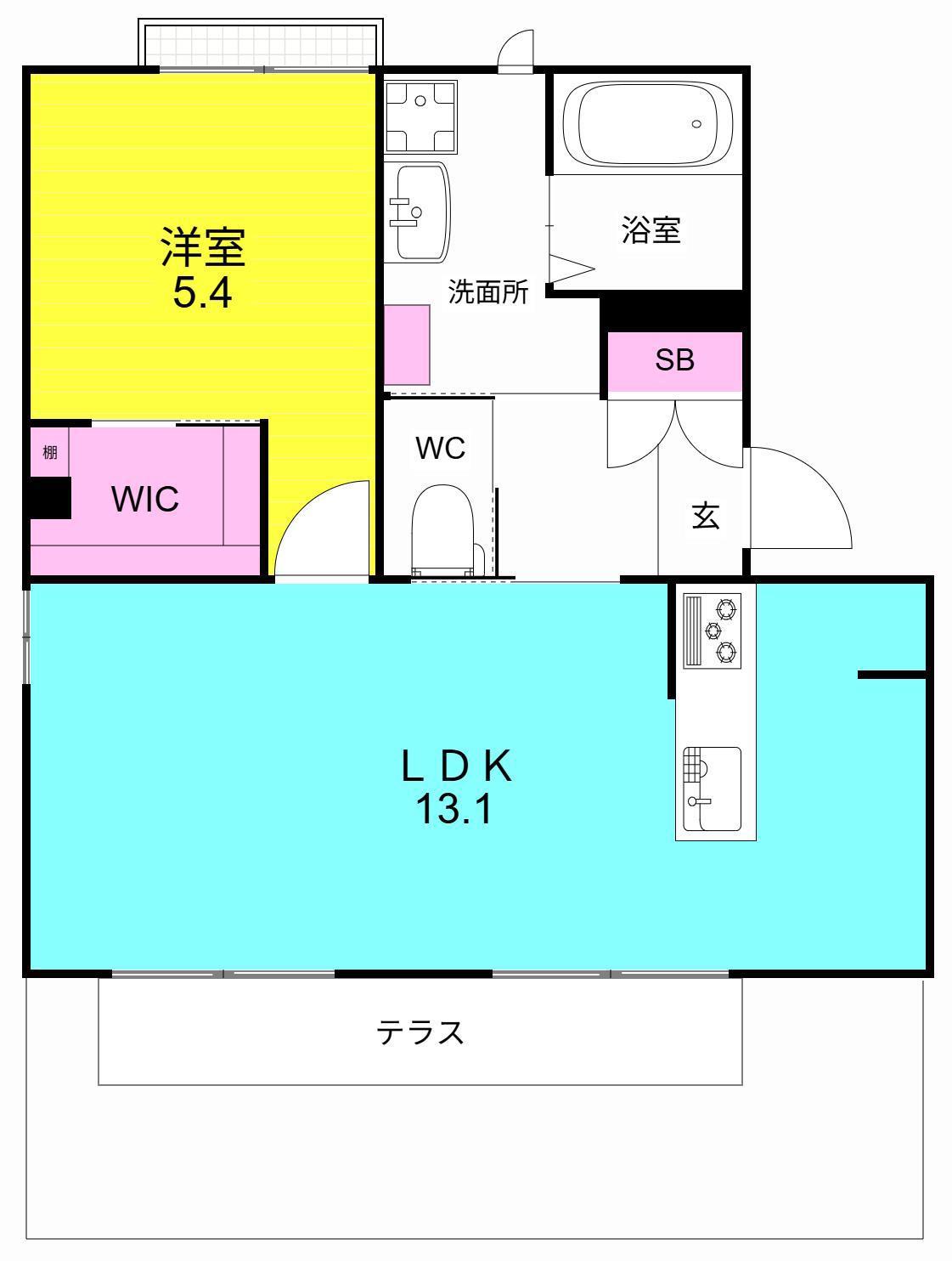 前田ハイツA棟(1LDK/1階)の間取り写真
