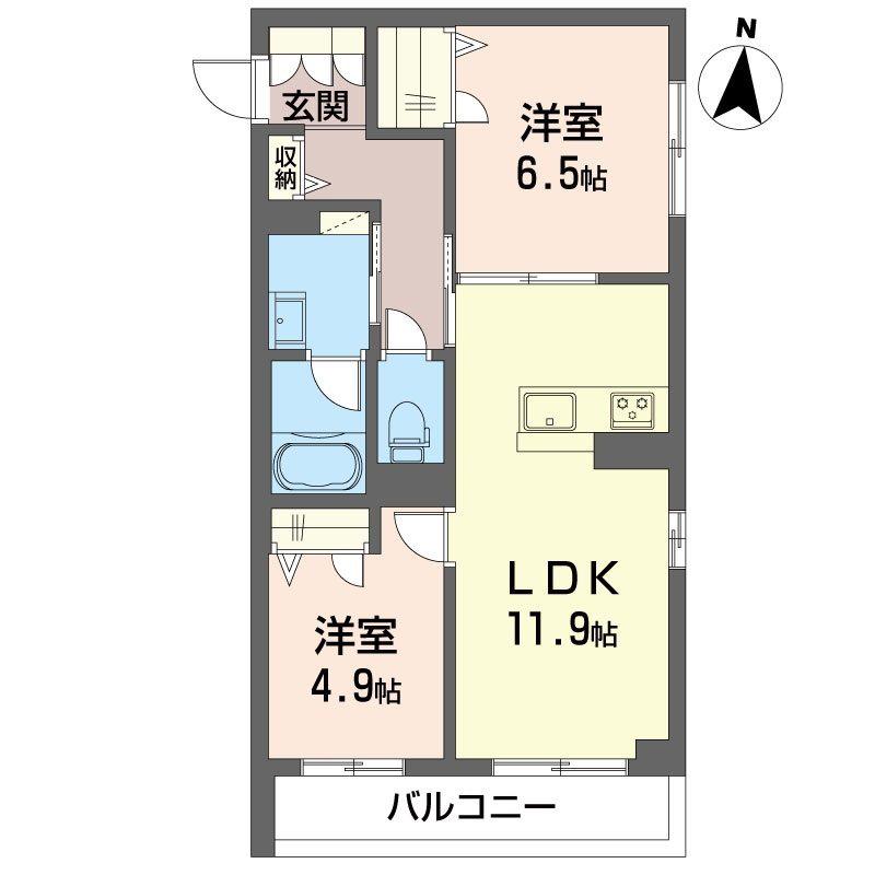 ティーケー幕張本郷(2LDK/2階)の間取り写真
