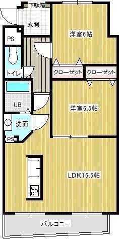 グランドヒルズ(2LDK/3階)の間取り写真