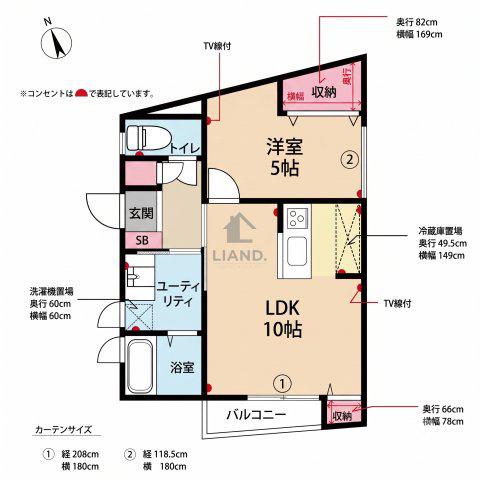 ヴィオラ赤坂(1LDK/2階)の間取り写真