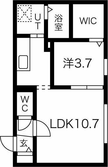 ティエラ南平岸(1LDK/1階)の間取り写真
