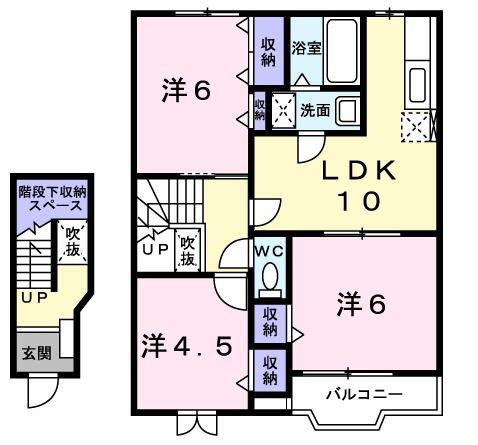 ロータス・高田A(3LDK/2階)の間取り写真