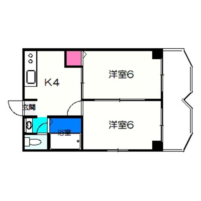 ツェルマット長居(2K/2階)の間取り写真
