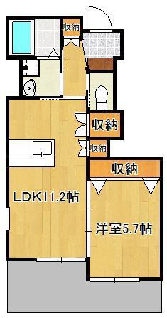 ウィステリア浅川(1LDK/1階)の間取り写真