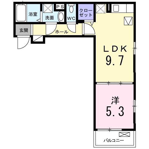 ハレクラニ(1LDK/1階)の間取り写真