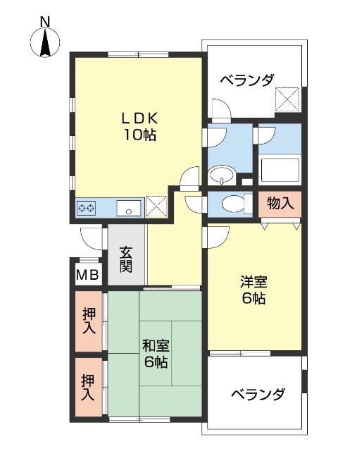 リーベンマルク(2LDK/2階)の間取り写真