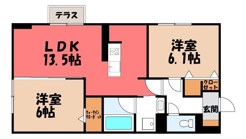 D-LUXE中居町(2LDK/1階)の間取り写真