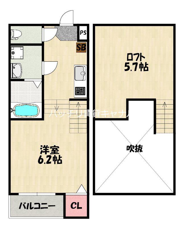 GRANDEUR 深澤(1K/1階)の間取り写真