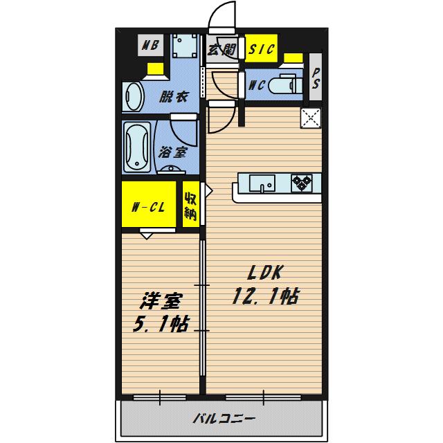 GLAND-PLACE京橋(1LDK/7階)の間取り写真