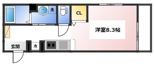 G-CREST土樋(1K/3階)の間取り写真