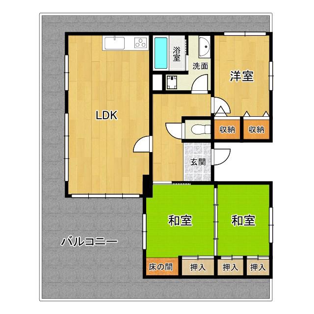 ぴーちばれい(3LDK/4階)の間取り写真