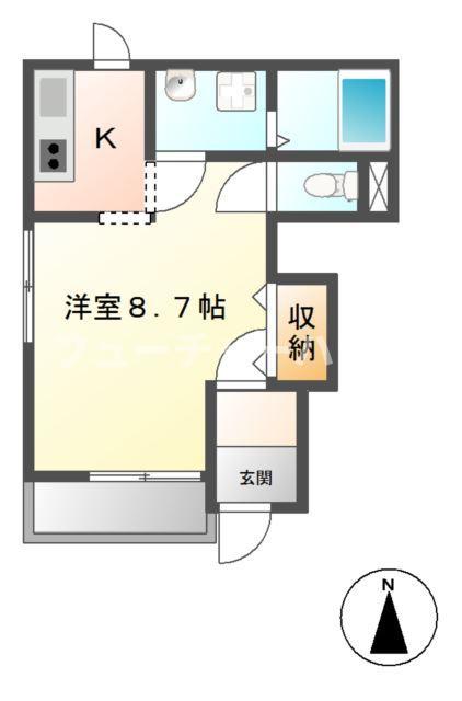 アムール平須(1K/1階)の間取り写真
