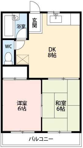 ハイツパー72 C棟(2DK/1階)の間取り写真