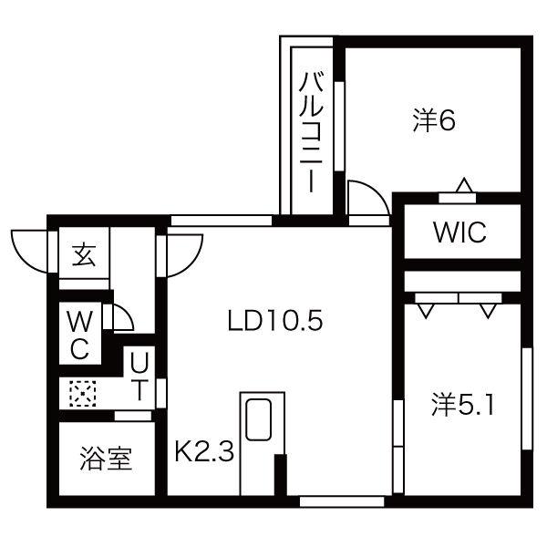 ブランシャール美香保FOREST(2LDK/4階)の間取り写真