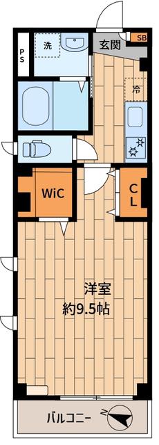シャンテ鷺沼(1K/2階)の間取り写真