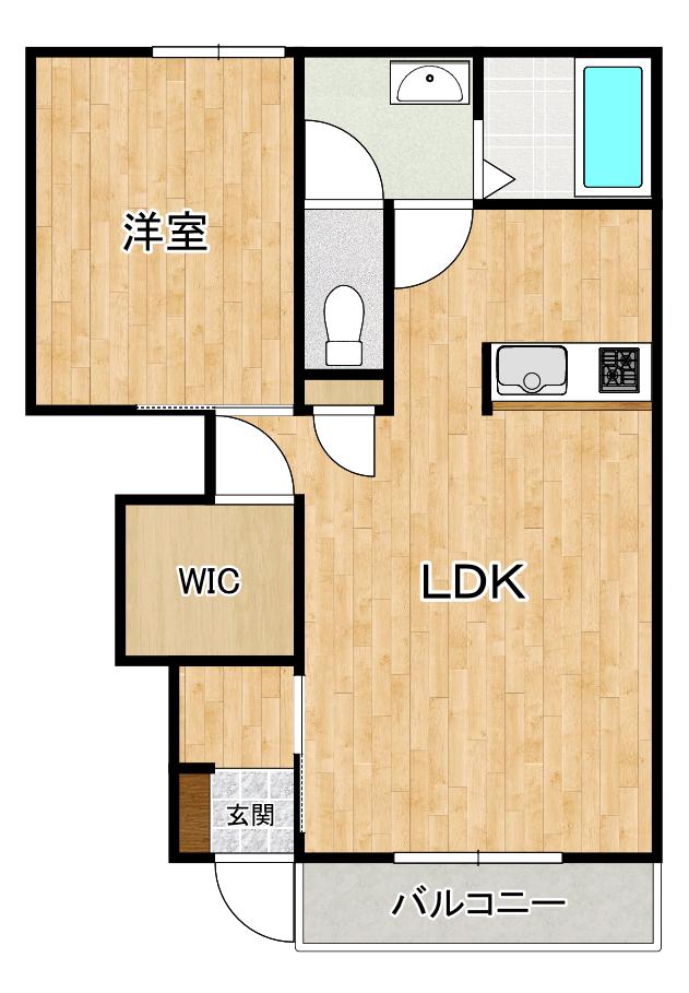 クレセオ中里B(1LDK/1階)の間取り写真