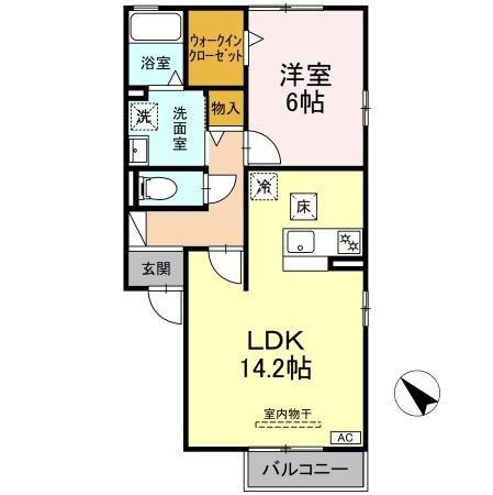 フィールド砂口(1LDK/1階)の間取り写真