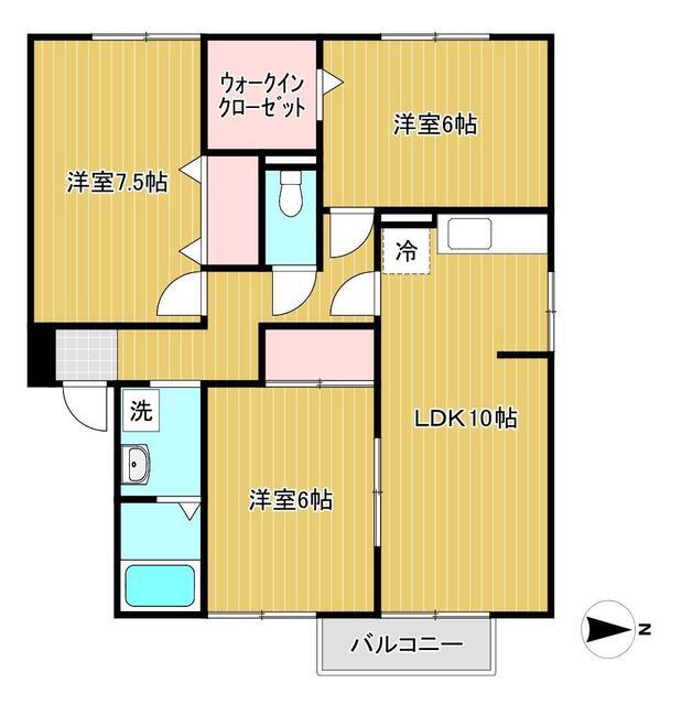 ロイヤルガーデン泉A(3LDK/1階)の間取り写真
