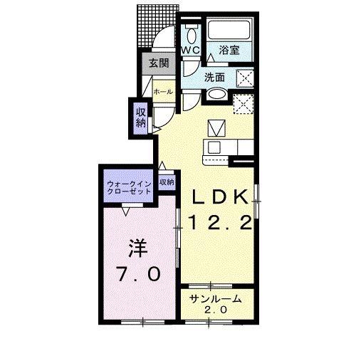 サクライン方保田 II(1LDK/1階)の間取り写真