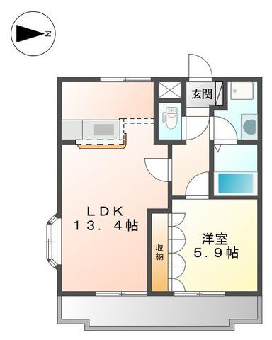 ヴィクトリーステージII(1LDK/2階)の間取り写真