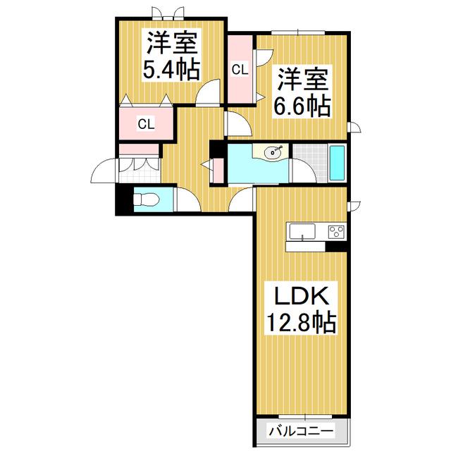 エストラパン(2LDK/2階)の間取り写真