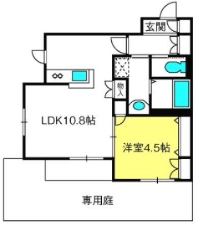 SAMSARA YAMAZAKI(1LDK/1階)の間取り写真