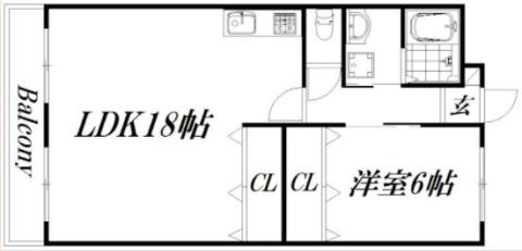 丸竹マンション(1LDK/3階)の間取り写真