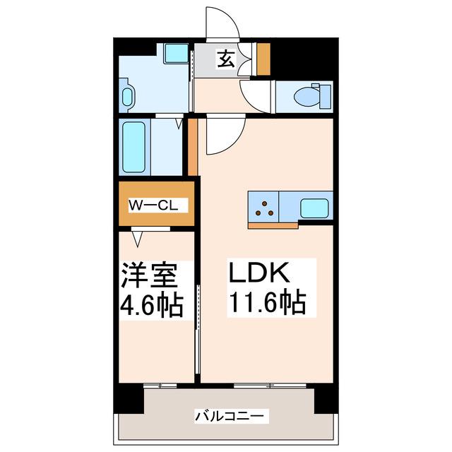 LIBTH菊陽227(1LDK/9階)の間取り写真