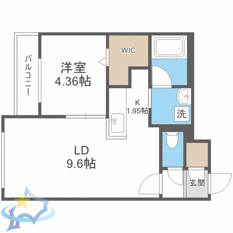 GRAN DUKE八軒(1LDK/4階)の間取り写真
