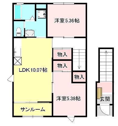 アイケーハイムA(2LDK/2階)の間取り写真