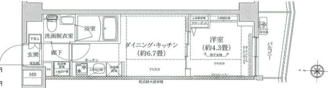 アイルプレミアム木場(1DK/4階)の間取り写真