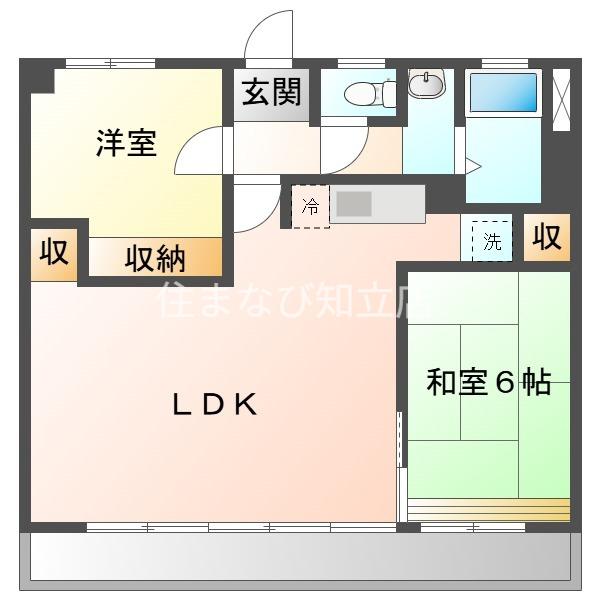 マンション都(2LDK/4階)の間取り写真